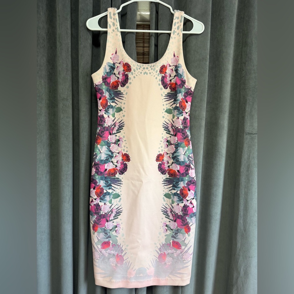 Guess Women’s Floral Print Bodycon Sleeveless Dress Medium Knee Length